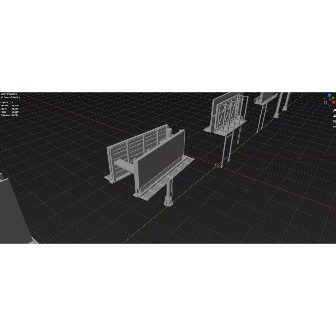 Street Billboard 3D Model – Diverse Advertising Assets, FBX & OBJ - View 36