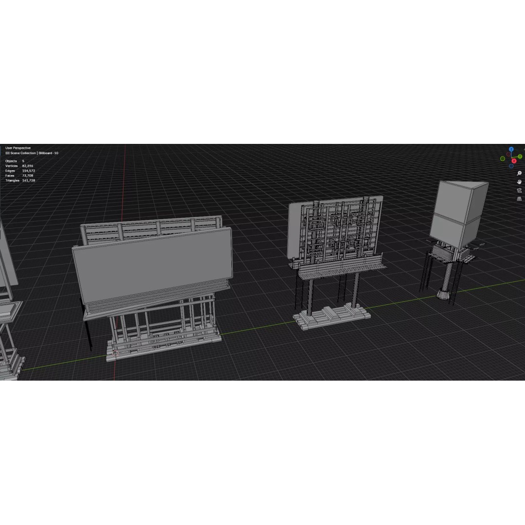 Street Billboard 3D Model – Diverse Advertising Assets, FBX & OBJ - View 37