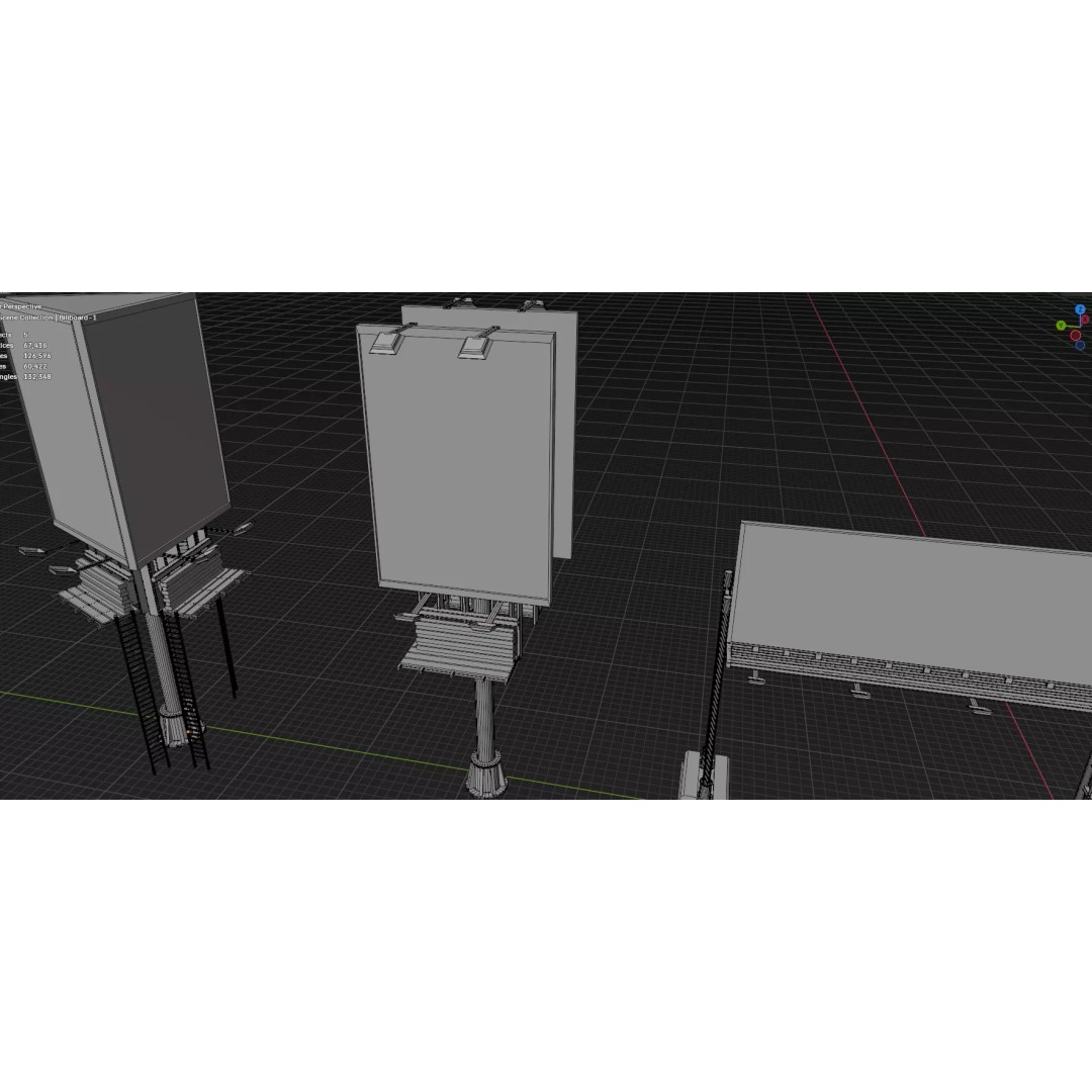 Street Billboard 3D Model – Diverse Advertising Assets, FBX & OBJ - View 40