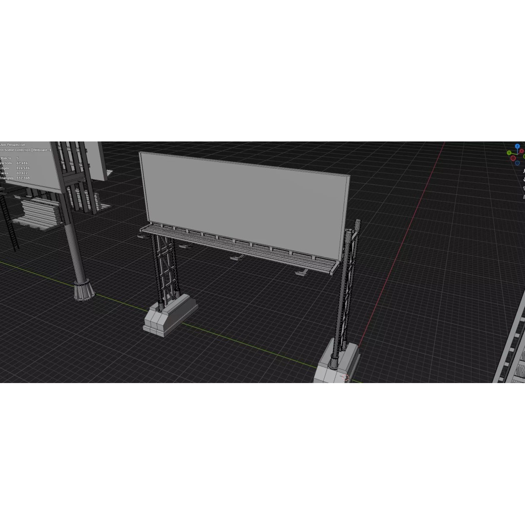 Street Billboard 3D Model – Diverse Advertising Assets, FBX & OBJ - View 42
