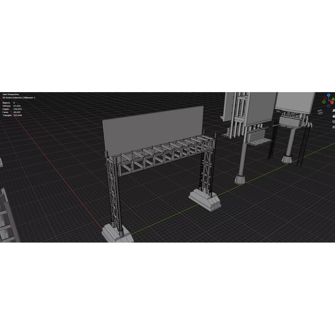 Street Billboard 3D Model – Diverse Advertising Assets, FBX & OBJ - View 43