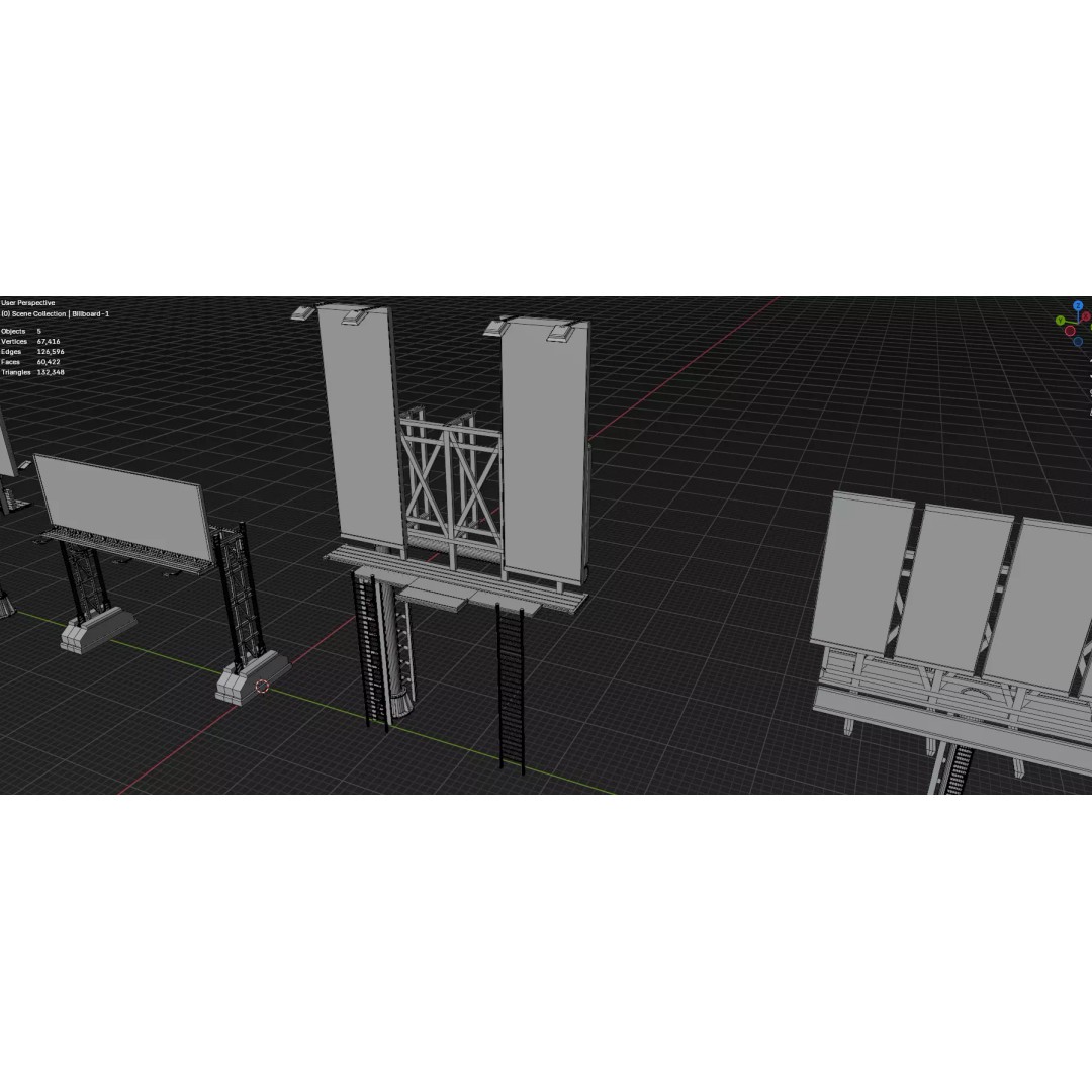 Street Billboard 3D Model – Diverse Advertising Assets, FBX & OBJ - View 44