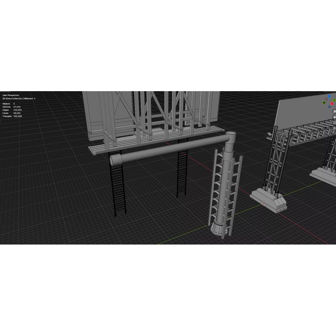 Street Billboard 3D Model – Diverse Advertising Assets, FBX & OBJ - View 46