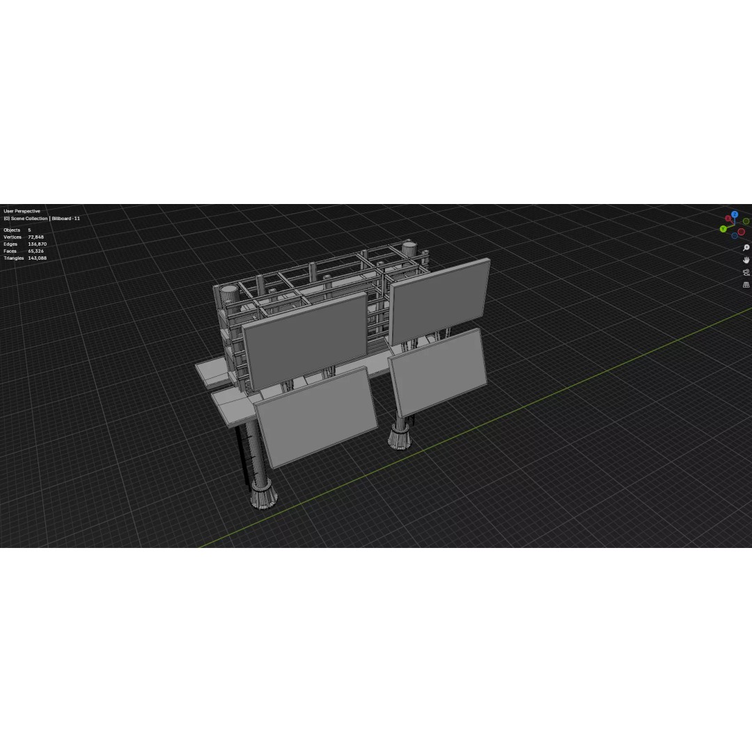 Street Billboard 3D Model – Diverse Advertising Assets, FBX & OBJ - View 50