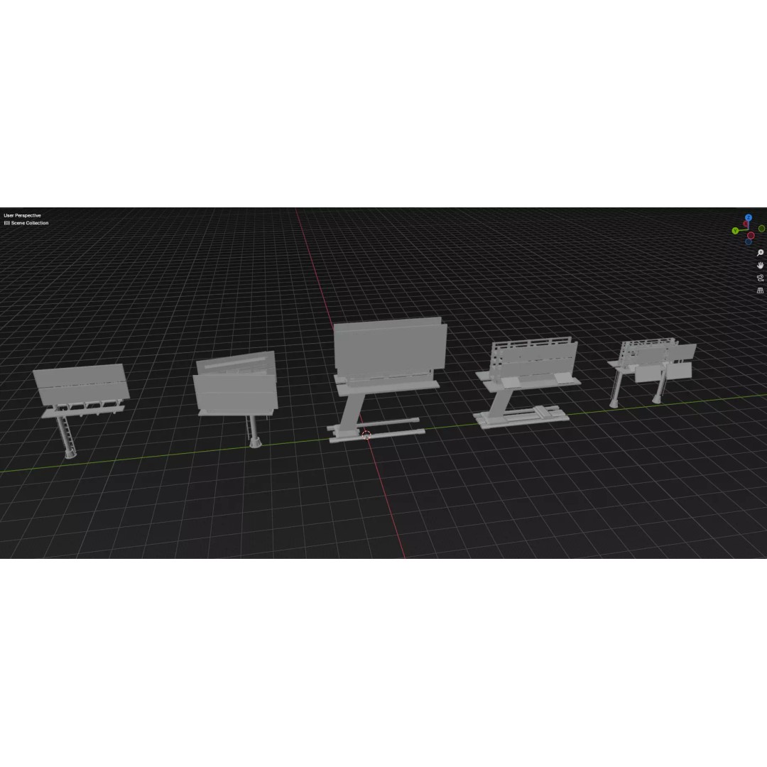 Street Billboard 3D Model – Diverse Advertising Assets, FBX & OBJ - View 51
