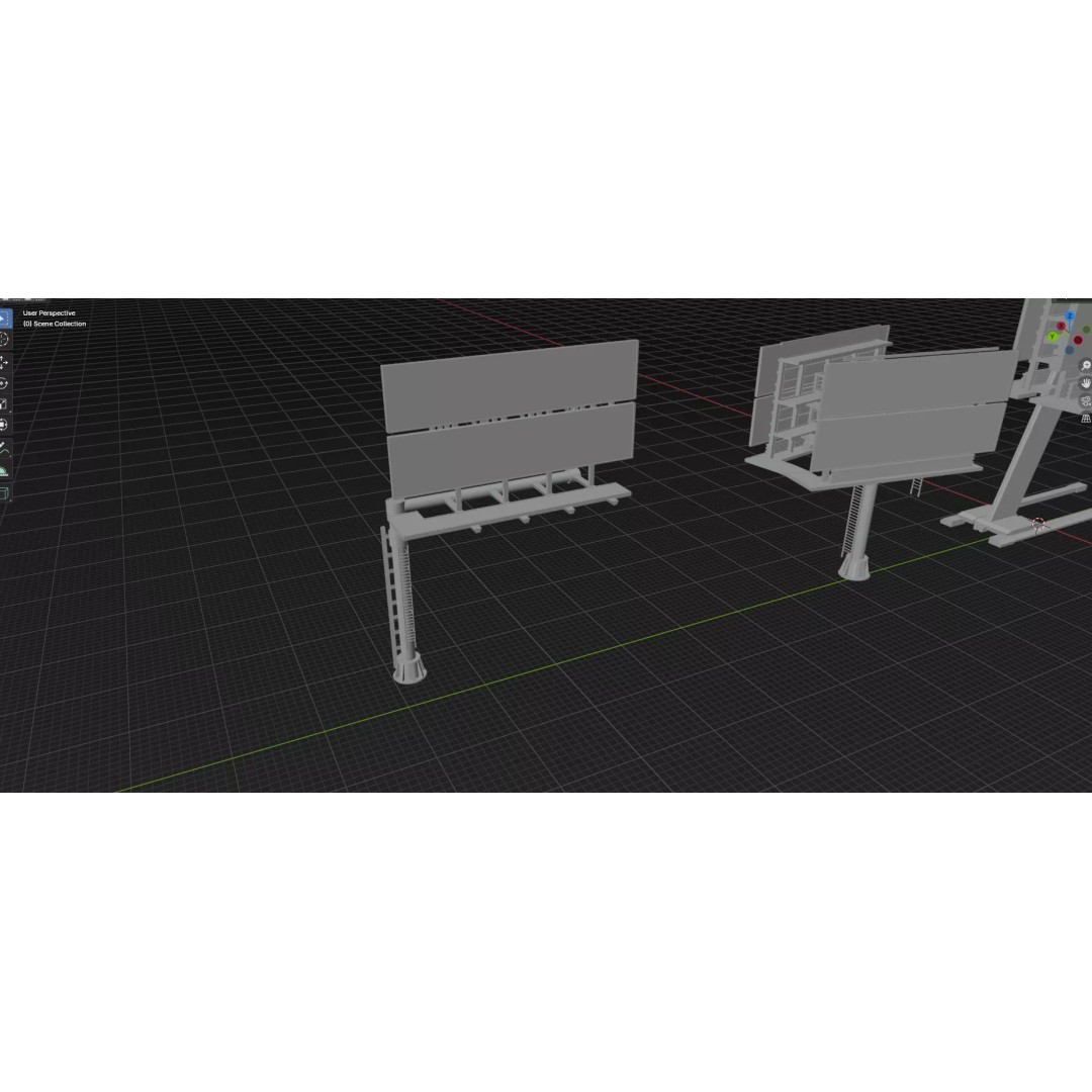 Street Billboard 3D Model – Diverse Advertising Assets, FBX & OBJ - View 52