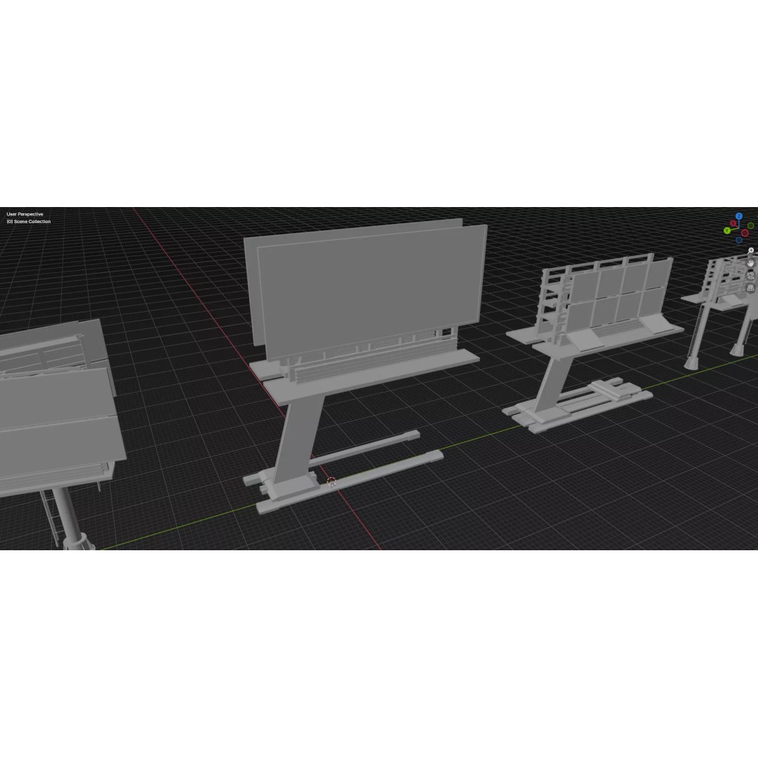 Street Billboard 3D Model – Diverse Advertising Assets, FBX & OBJ - View 54