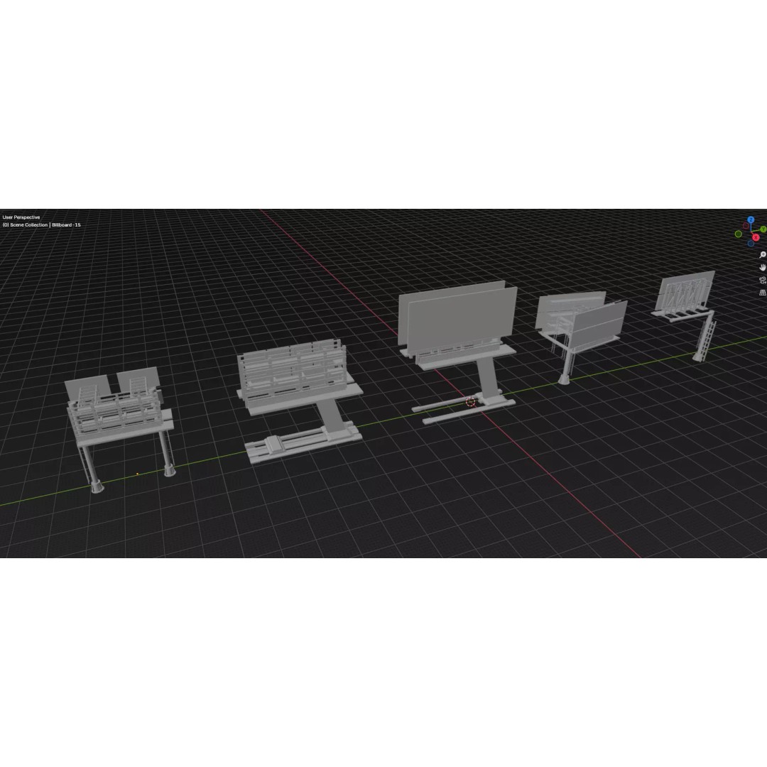 Street Billboard 3D Model – Diverse Advertising Assets, FBX & OBJ - View 62