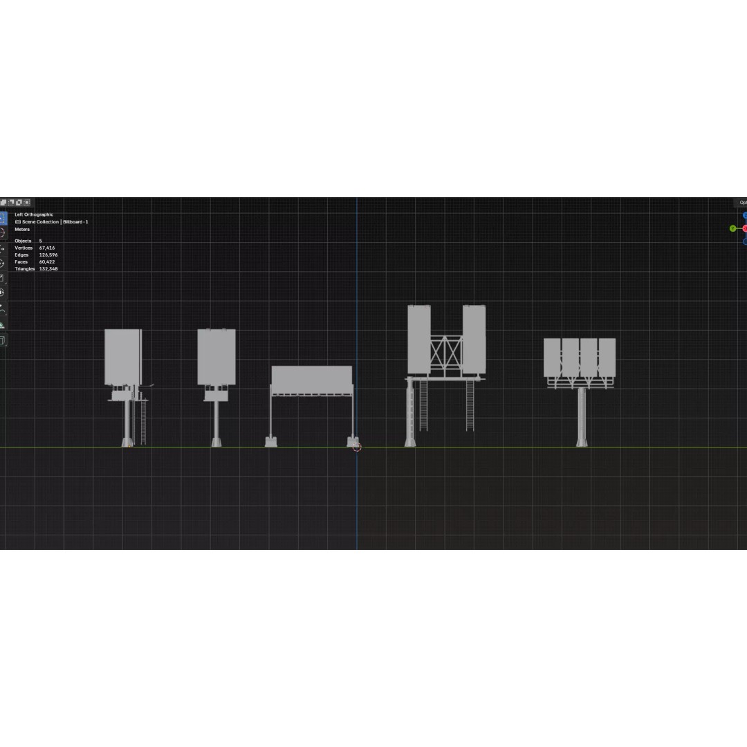 Street Billboard 3D Model – Diverse Advertising Assets, FBX & OBJ - View 63