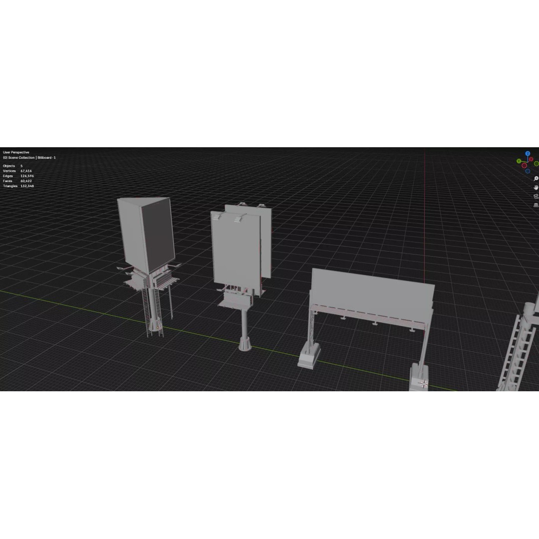 Street Billboard 3D Model – Diverse Advertising Assets, FBX & OBJ - View 67