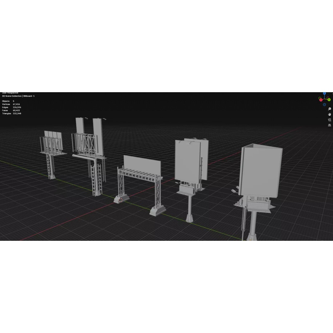 Street Billboard 3D Model – Diverse Advertising Assets, FBX & OBJ - View 69