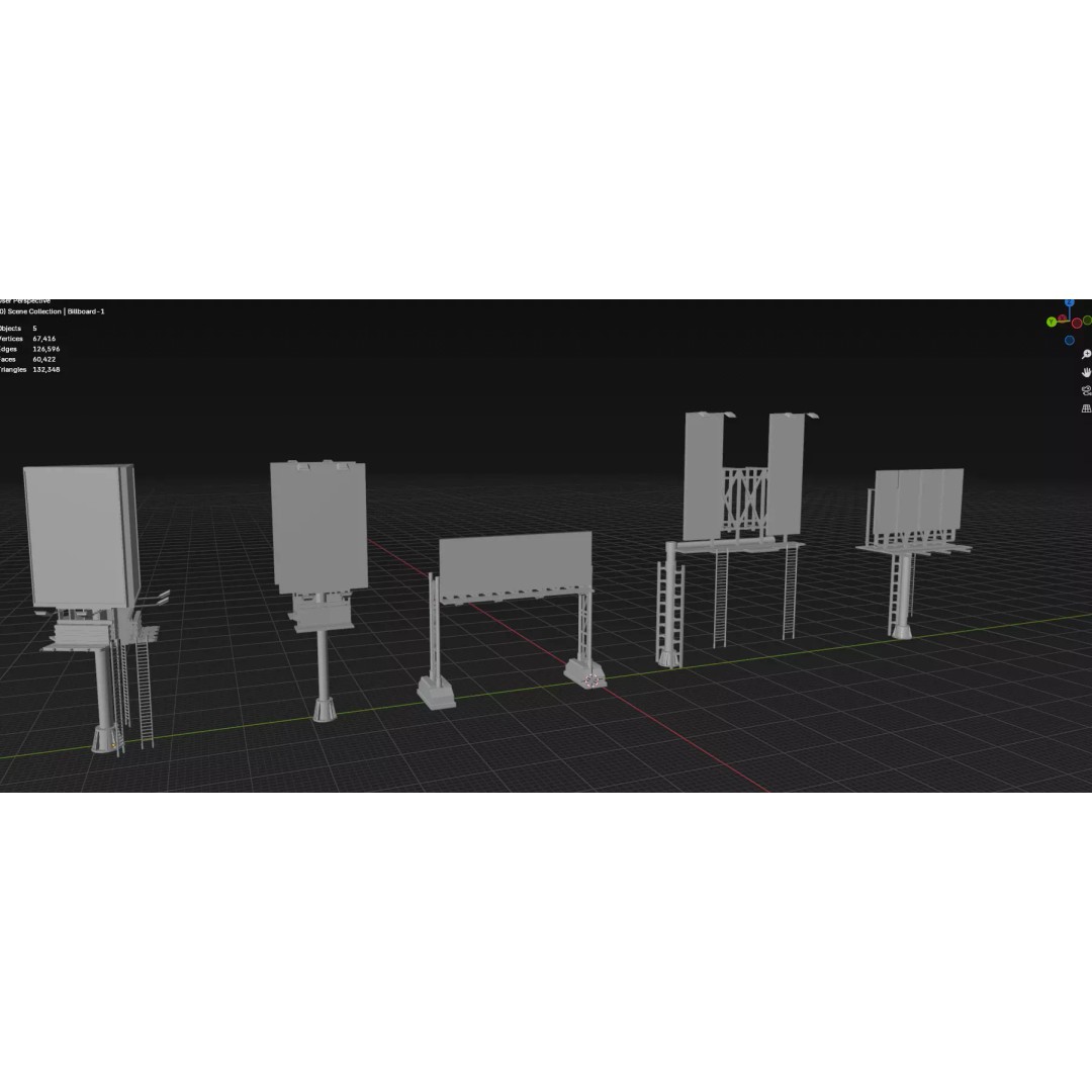 Street Billboard 3D Model – Diverse Advertising Assets, FBX & OBJ - View 70