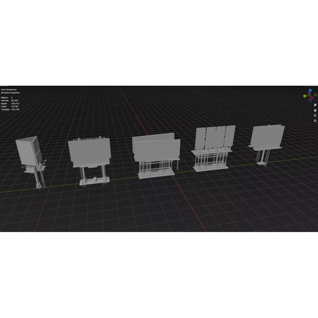 Street Billboard 3D Model – Diverse Advertising Assets, FBX & OBJ - View 72