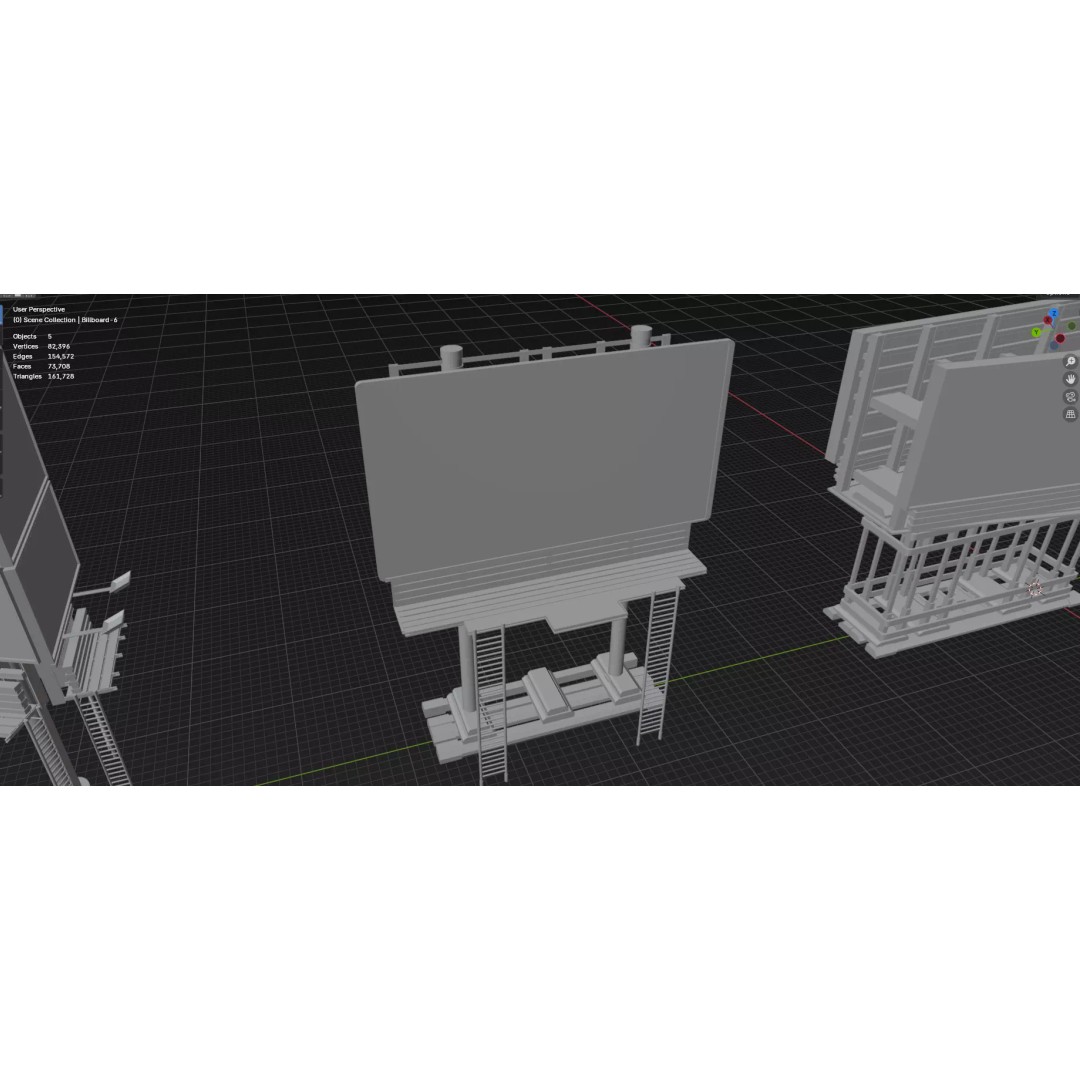 Street Billboard 3D Model – Diverse Advertising Assets, FBX & OBJ - View 74
