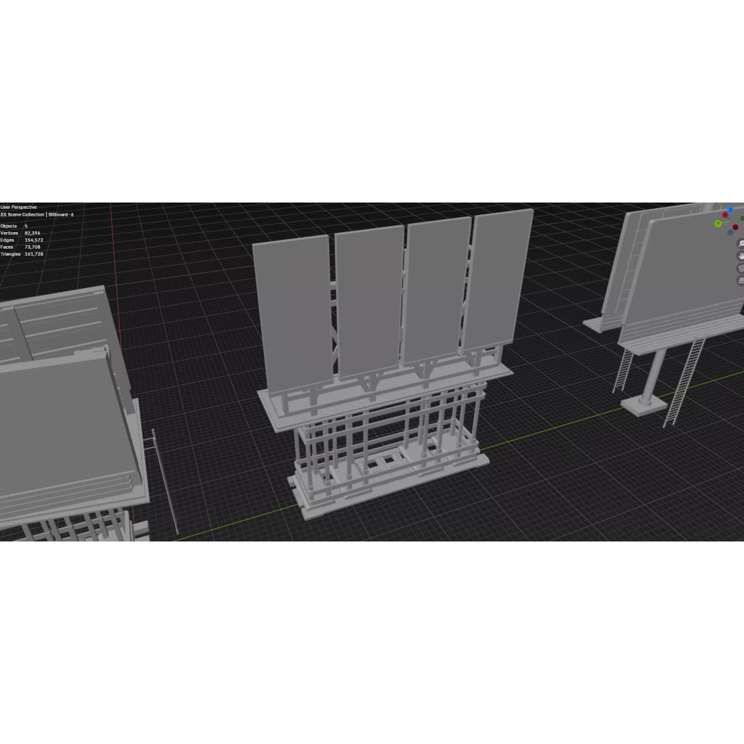 Street Billboard 3D Model – Diverse Advertising Assets, FBX & OBJ - View 75