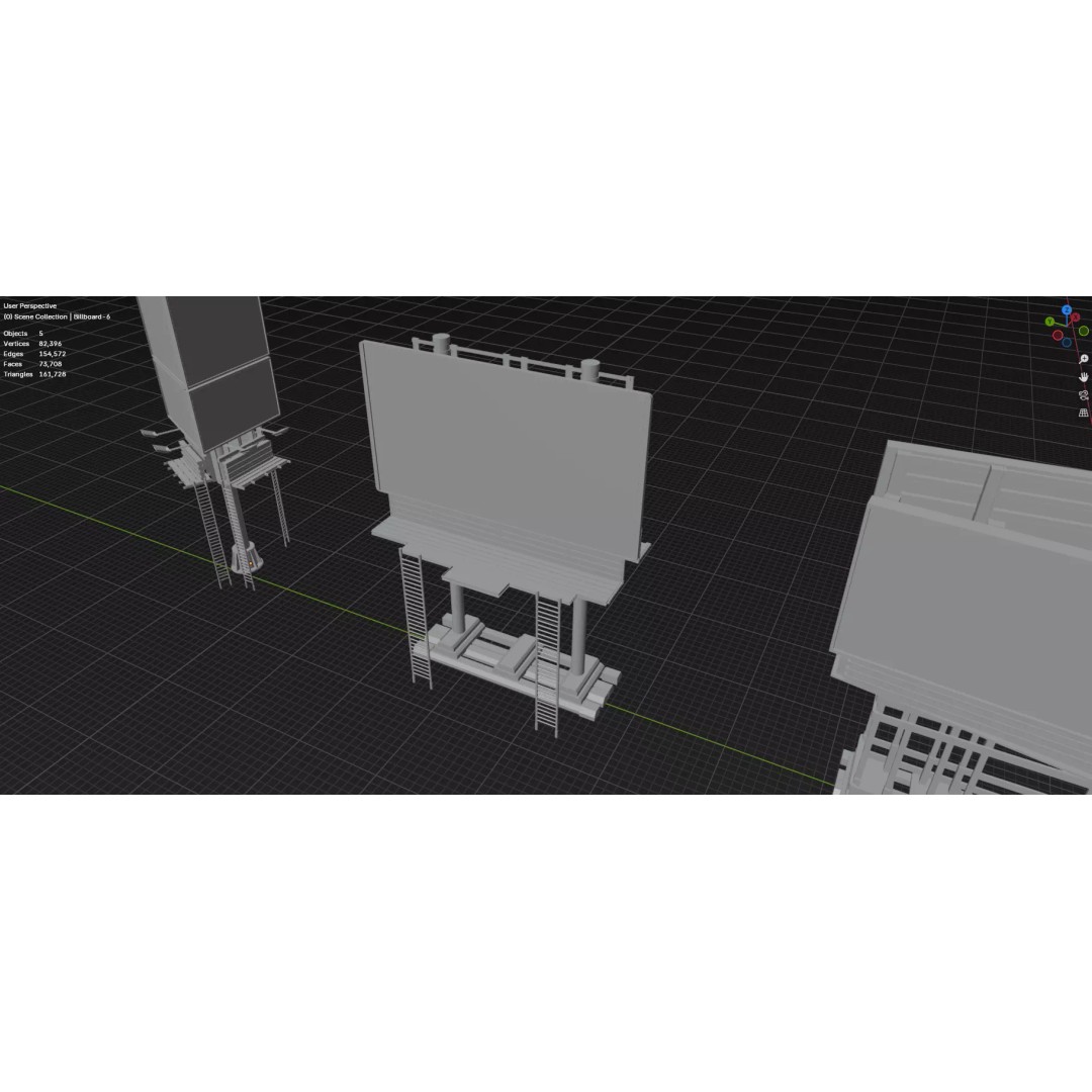 Street Billboard 3D Model – Diverse Advertising Assets, FBX & OBJ - View 76