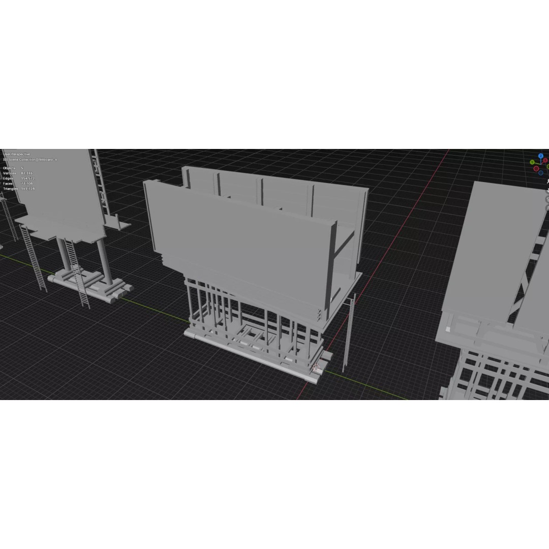 Street Billboard 3D Model – Diverse Advertising Assets, FBX & OBJ - View 77