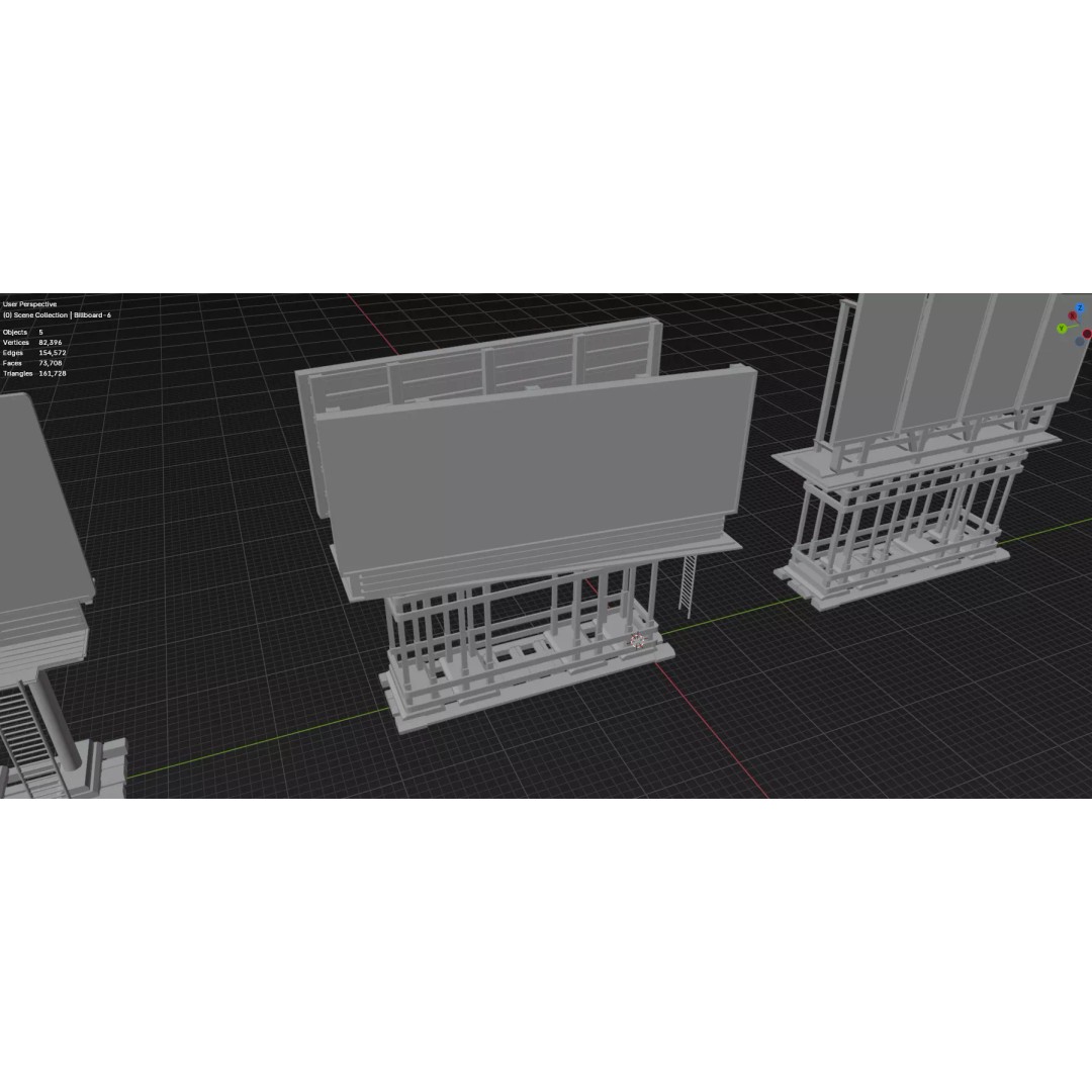 Street Billboard 3D Model – Diverse Advertising Assets, FBX & OBJ - View 78