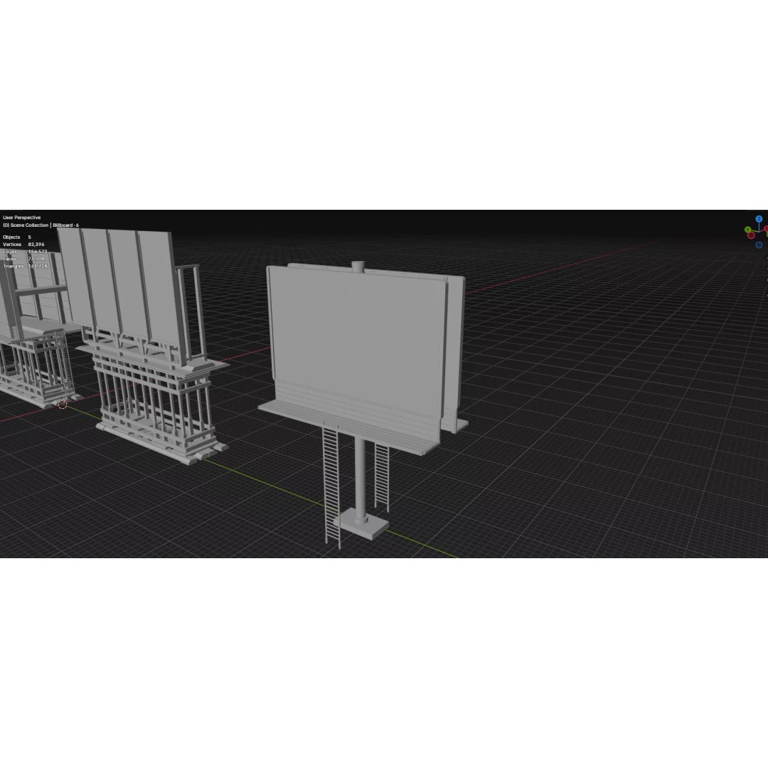 Street Billboard 3D Model – Diverse Advertising Assets, FBX & OBJ - View 80