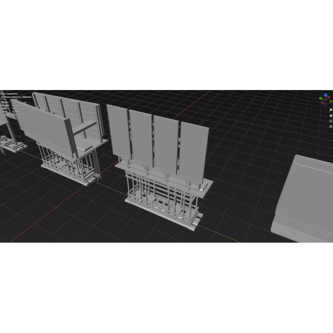 Street Billboard 3D Model – Diverse Advertising Assets, FBX & OBJ - View 81