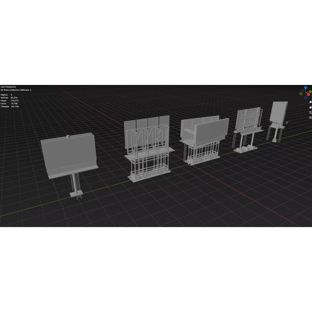 Street Billboard 3D Model – Diverse Advertising Assets, FBX & OBJ - View 82