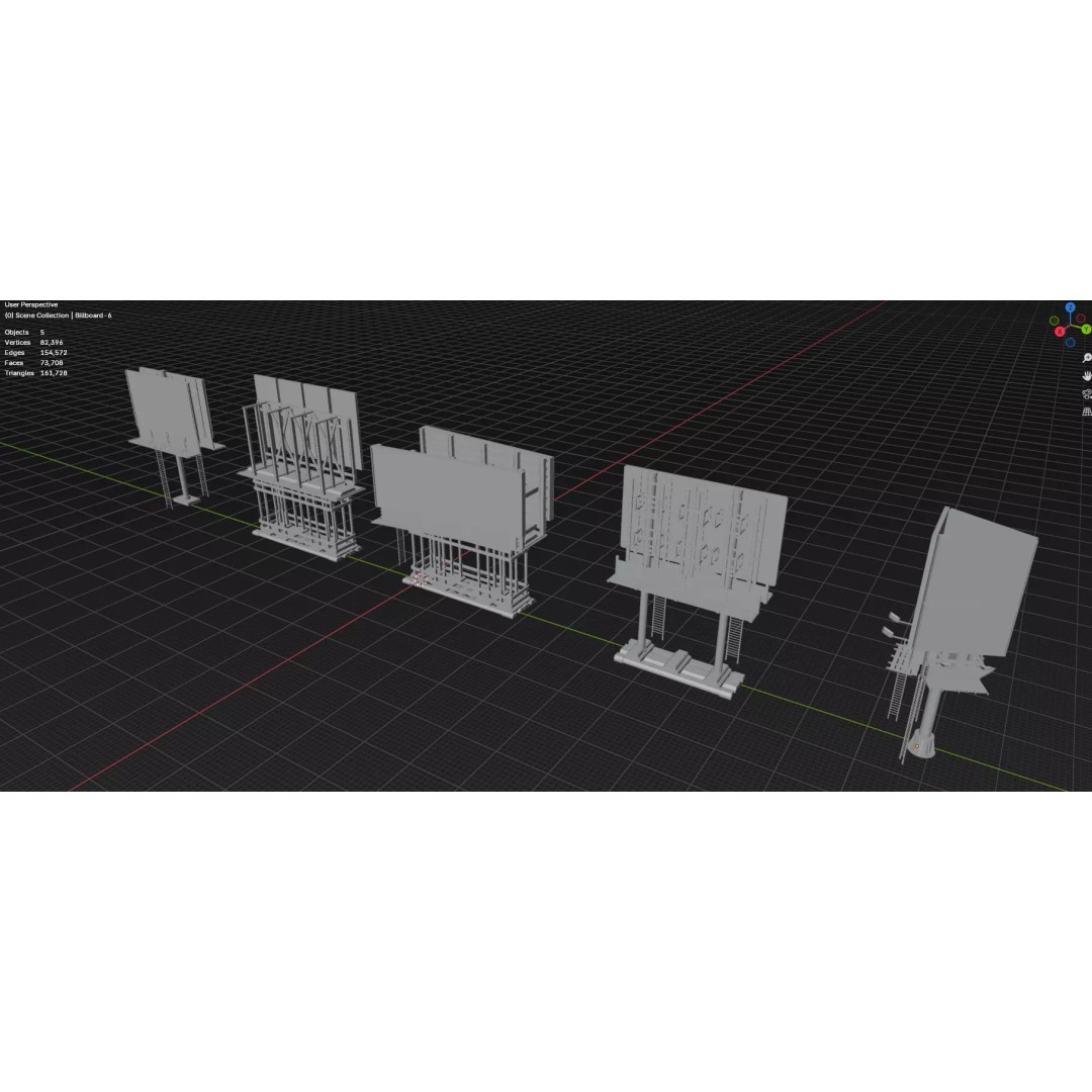 Street Billboard 3D Model – Diverse Advertising Assets, FBX & OBJ - View 83