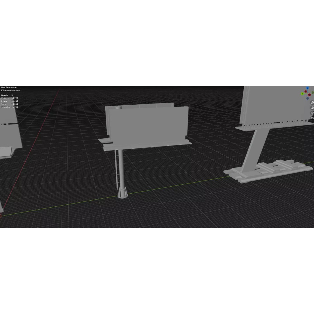 Street Billboard 3D Model – Diverse Advertising Assets, FBX & OBJ - View 84