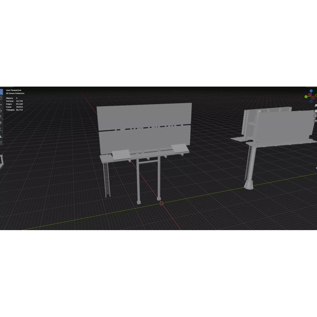 Street Billboard 3D Model – Diverse Advertising Assets, FBX & OBJ - View 87