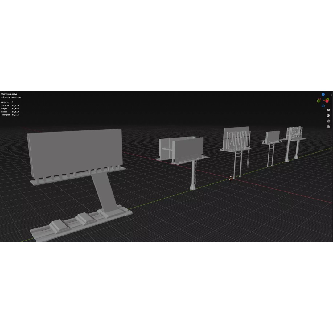 Street Billboard 3D Model – Diverse Advertising Assets, FBX & OBJ - View 88