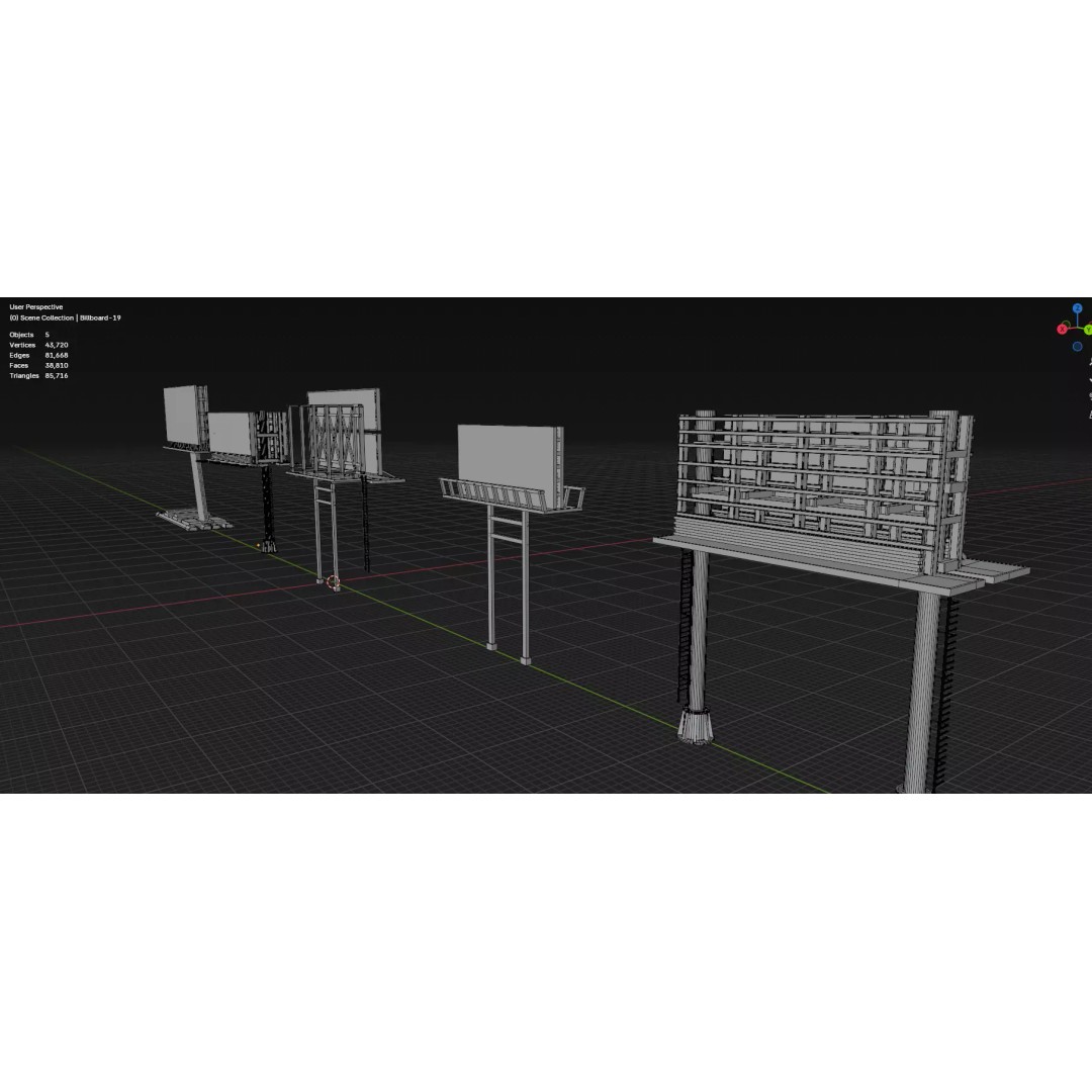 Street Billboard 3D Model – Diverse Advertising Assets, FBX & OBJ - View 89