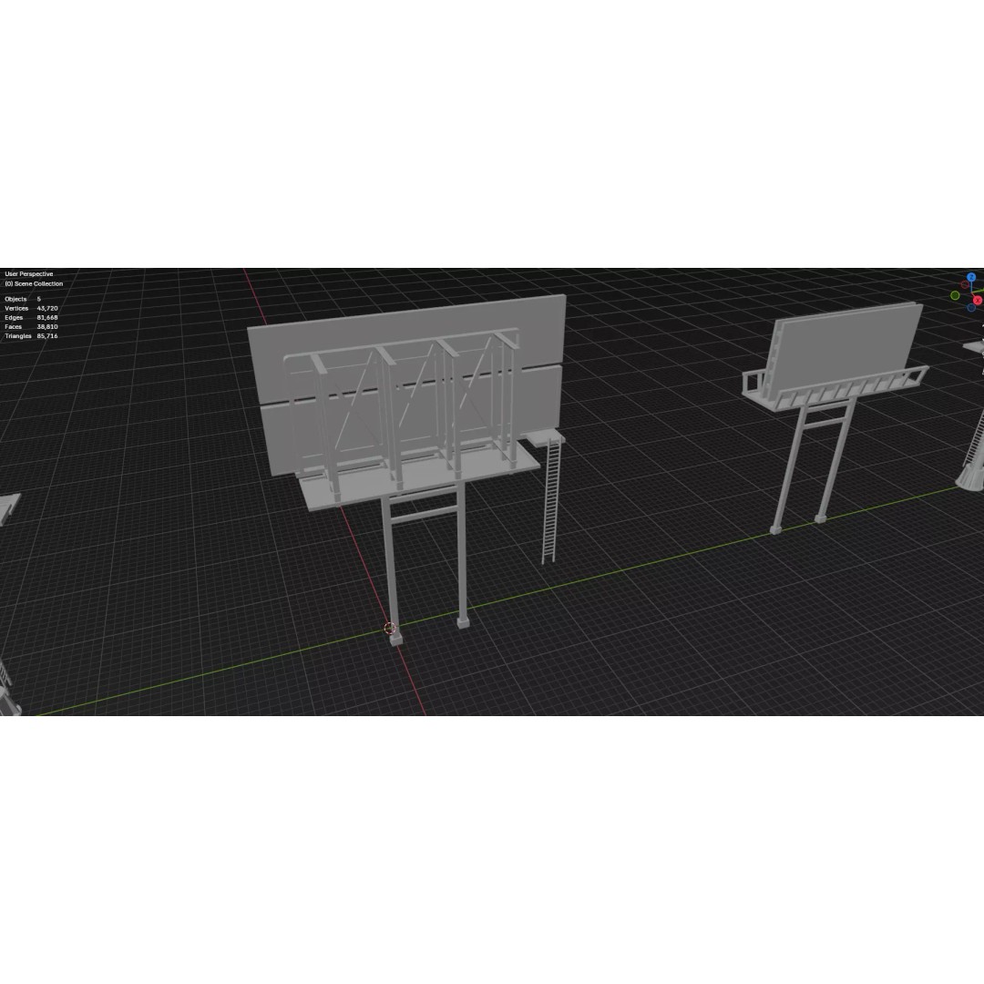 Street Billboard 3D Model – Diverse Advertising Assets, FBX & OBJ - View 91
