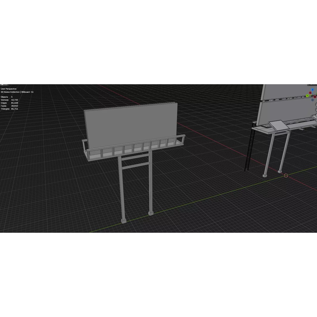 Street Billboard 3D Model – Diverse Advertising Assets, FBX & OBJ - View 92