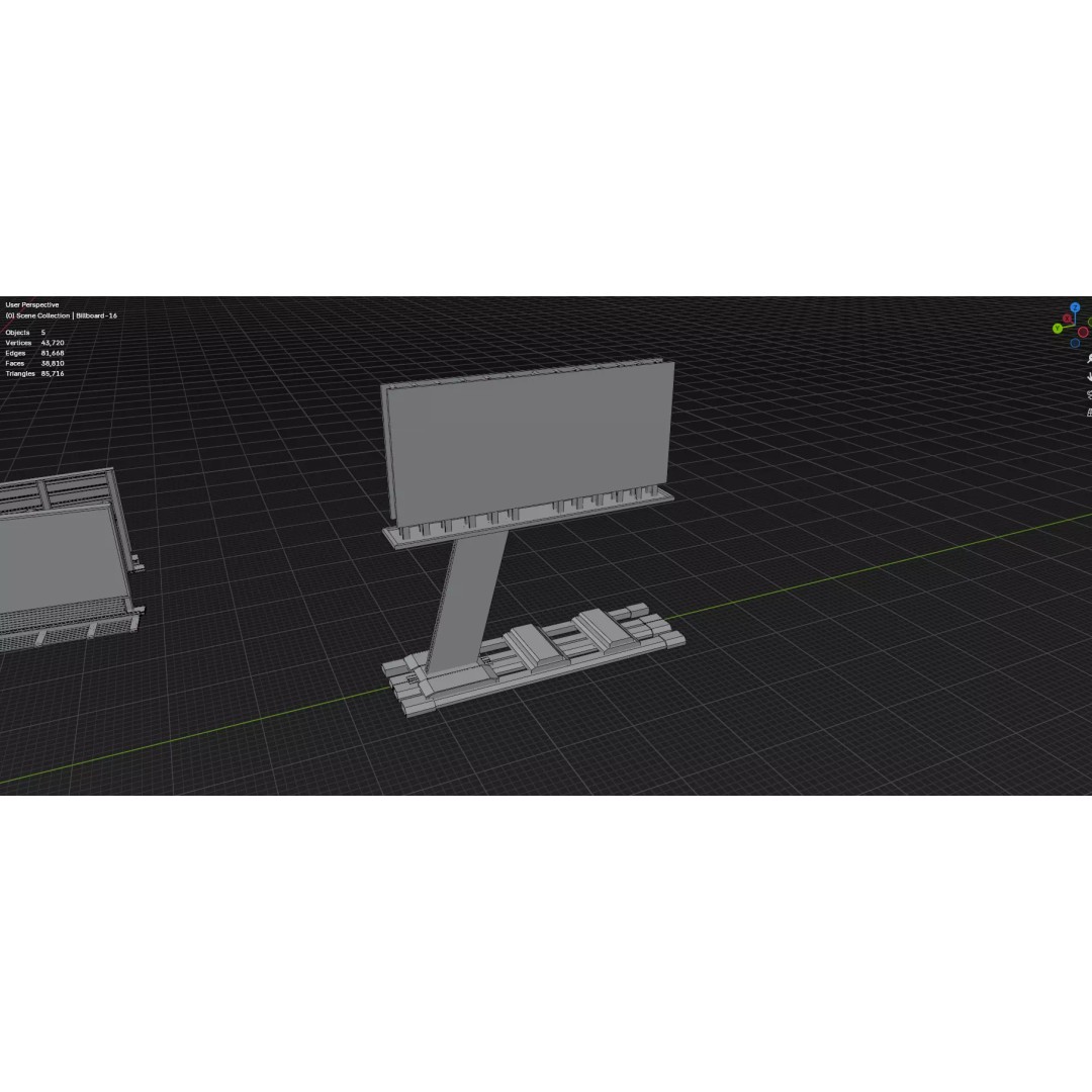 Street Billboard 3D Model – Diverse Advertising Assets, FBX & OBJ - View 93