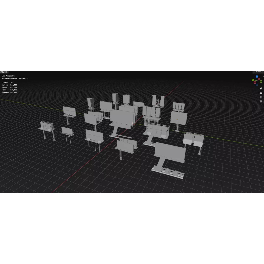 Street Billboard 3D Model – Diverse Advertising Assets, FBX & OBJ - View 94
