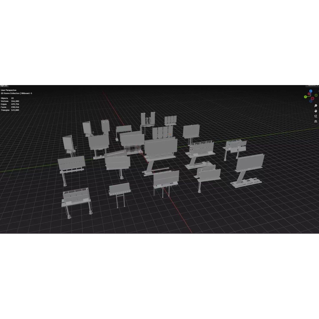 Street Billboard 3D Model – Diverse Advertising Assets, FBX & OBJ - View 95