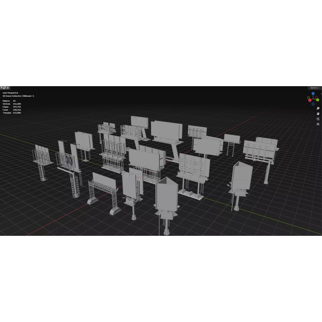 Street Billboard 3D Model – Diverse Advertising Assets, FBX & OBJ - View 97