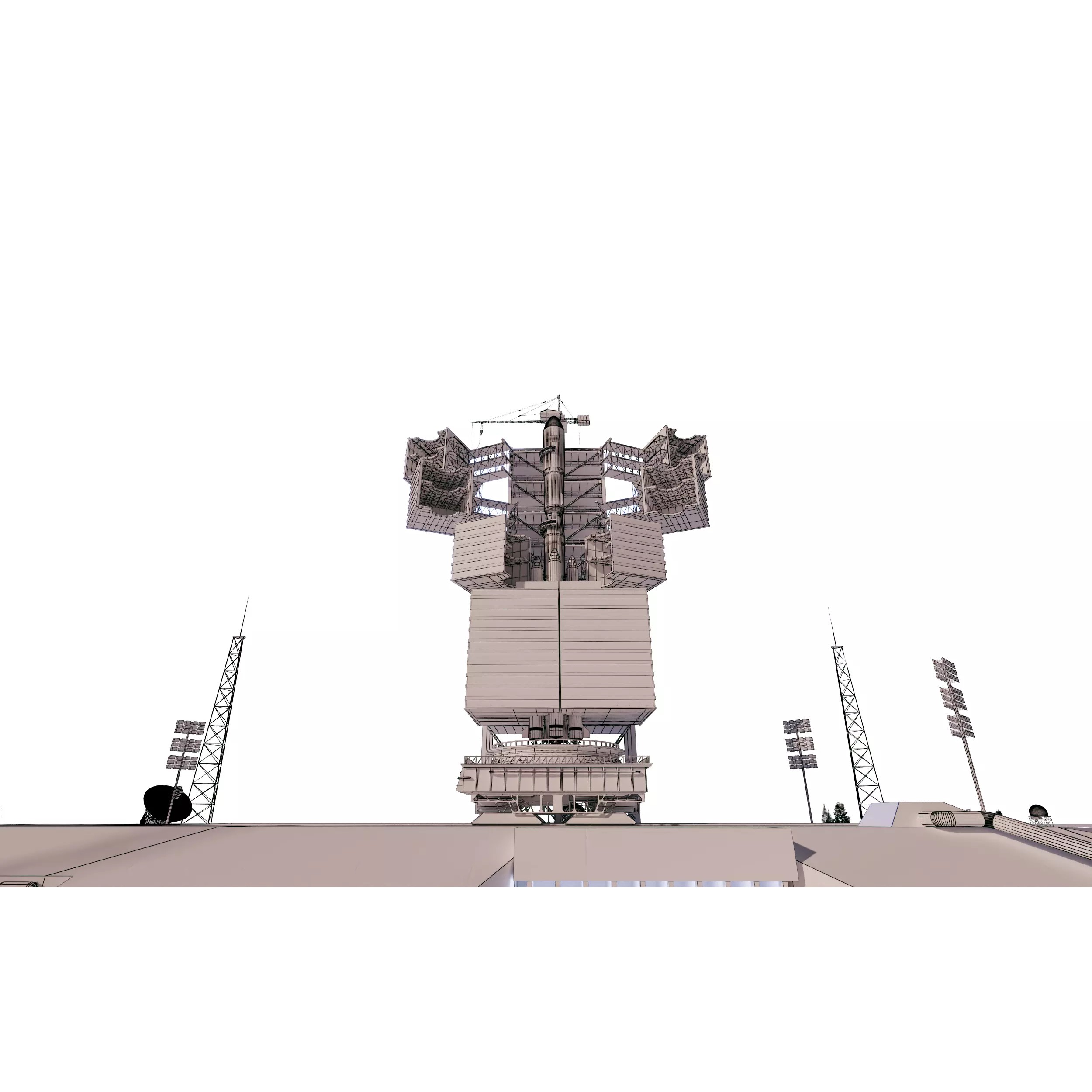 Aerospace Launch Pad Site with Mobile Gantry - 3D Model