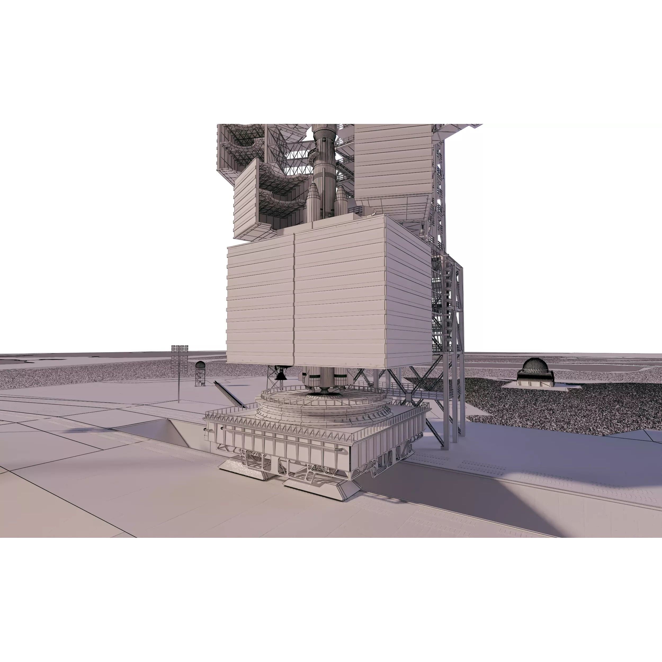 Aerospace Launch Pad Site with Mobile Gantry - 3D Model - View 10