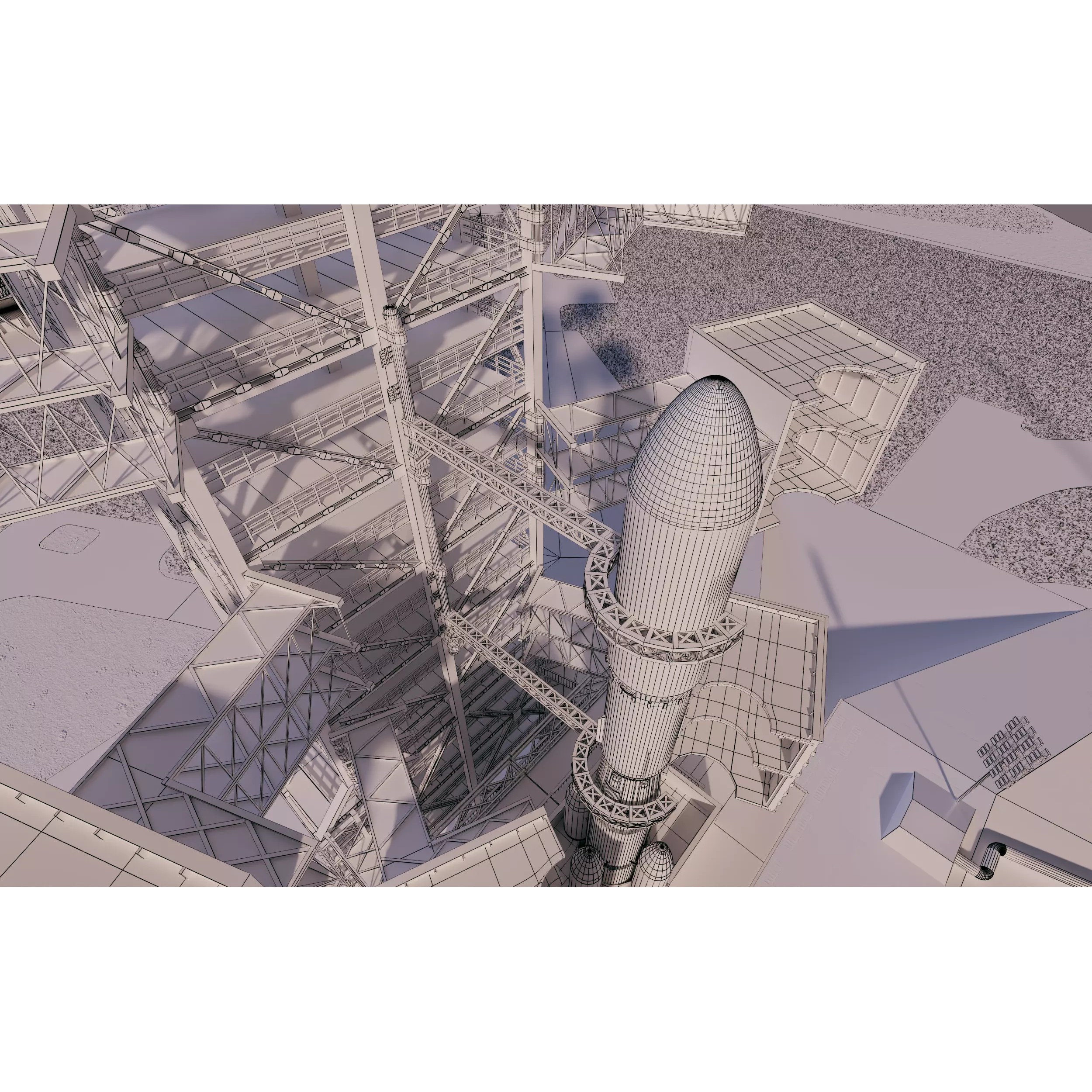 Aerospace Launch Pad Site with Mobile Gantry - 3D Model - View 11
