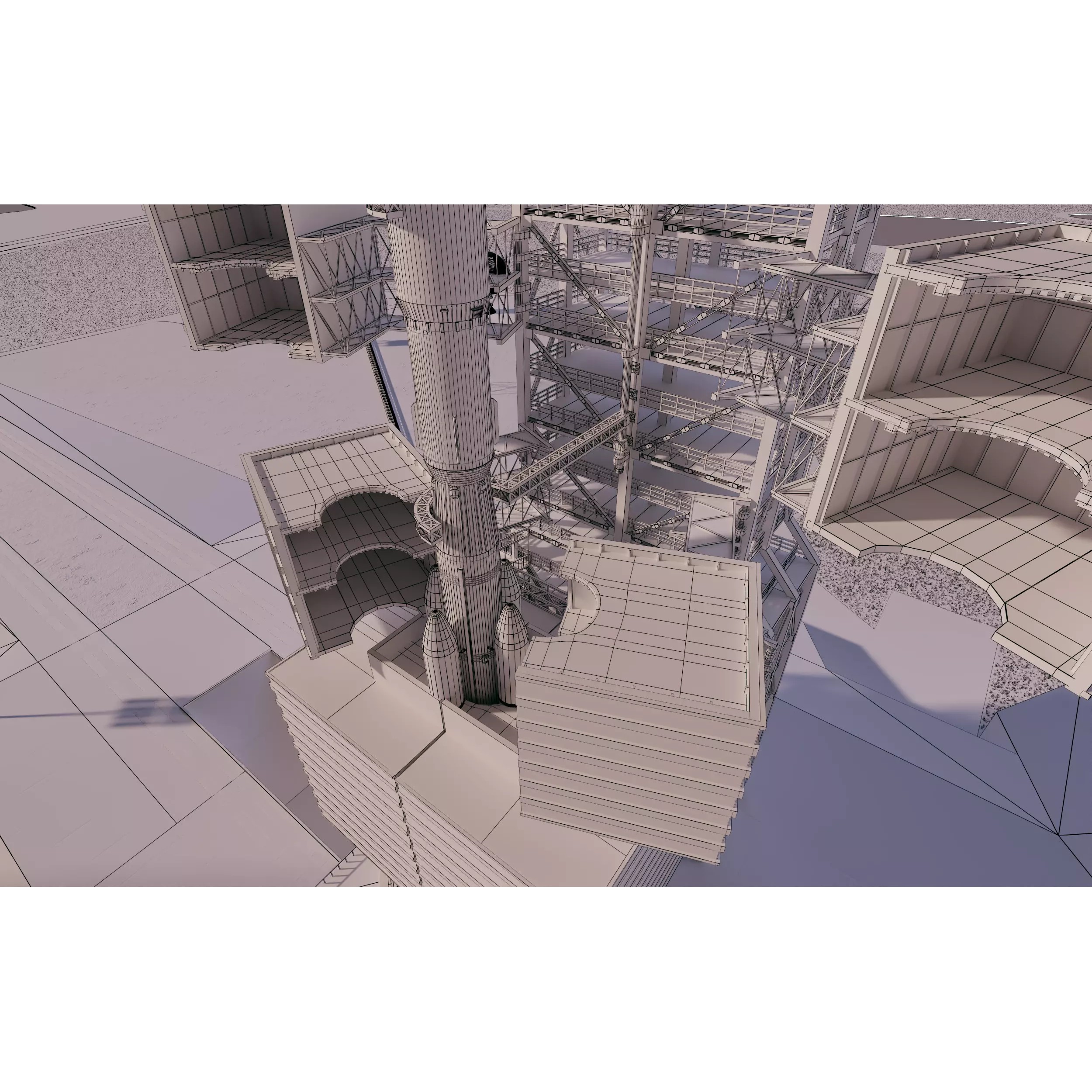 Aerospace Launch Pad Site with Mobile Gantry - 3D Model - View 12