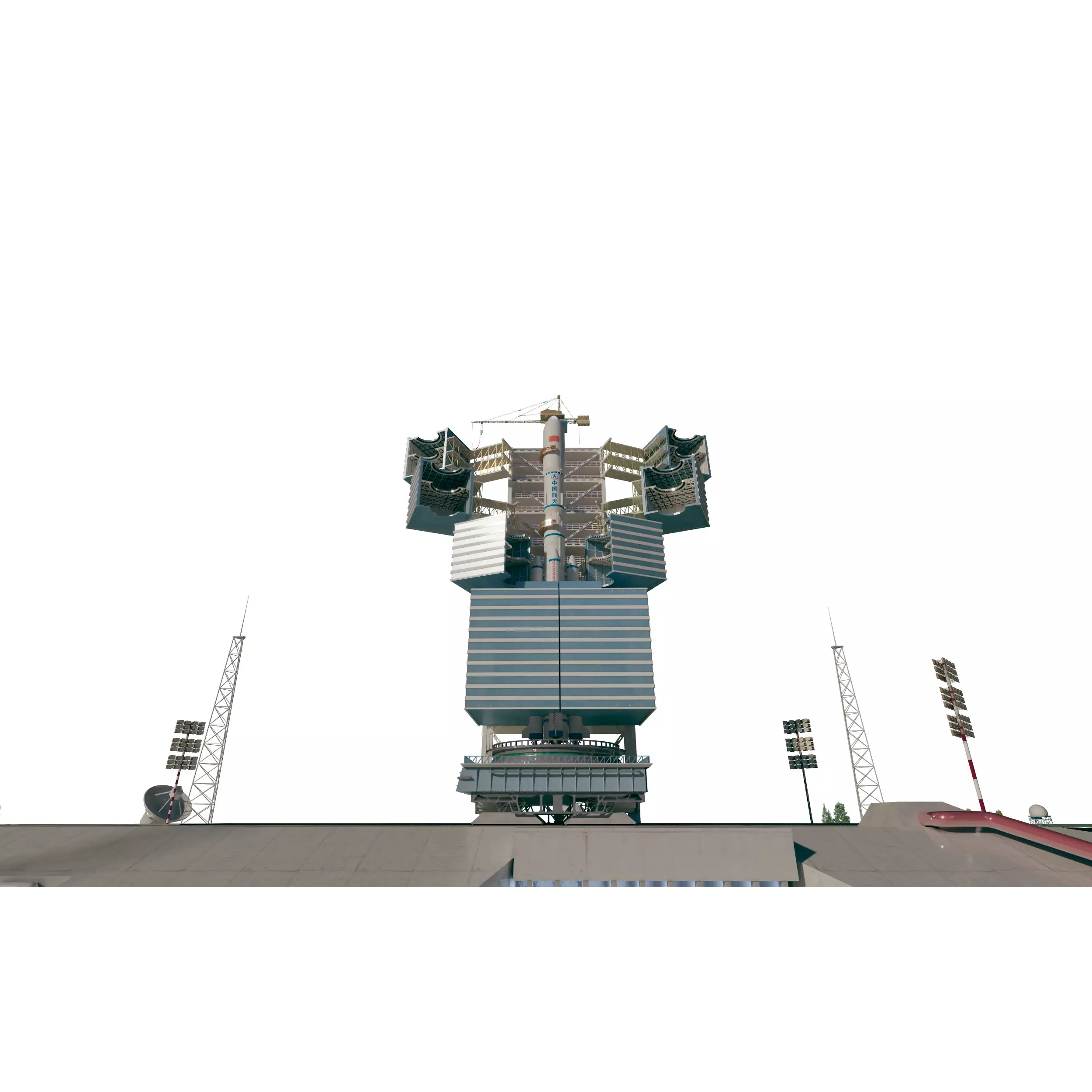 Aerospace Launch Pad Site with Mobile Gantry - 3D Model - View 2