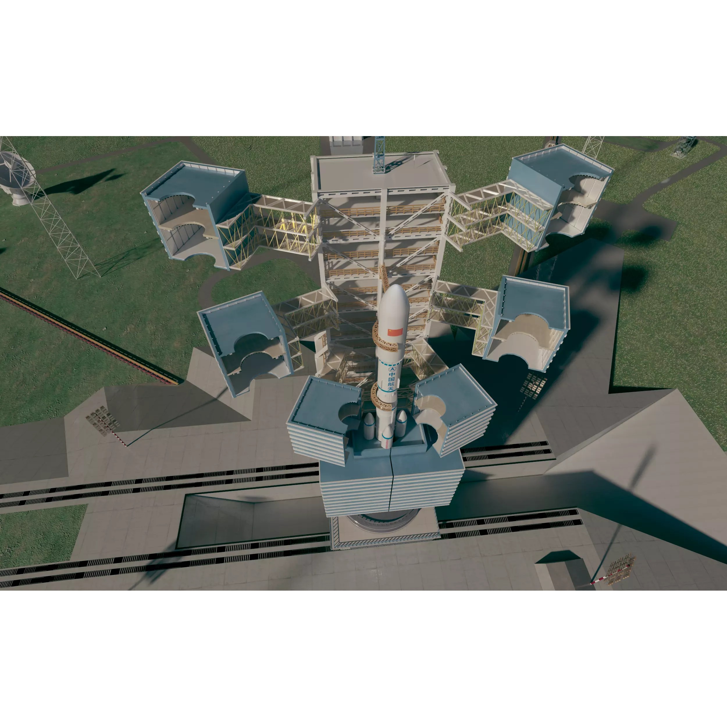 Aerospace Launch Pad Site with Mobile Gantry - 3D Model - View 4