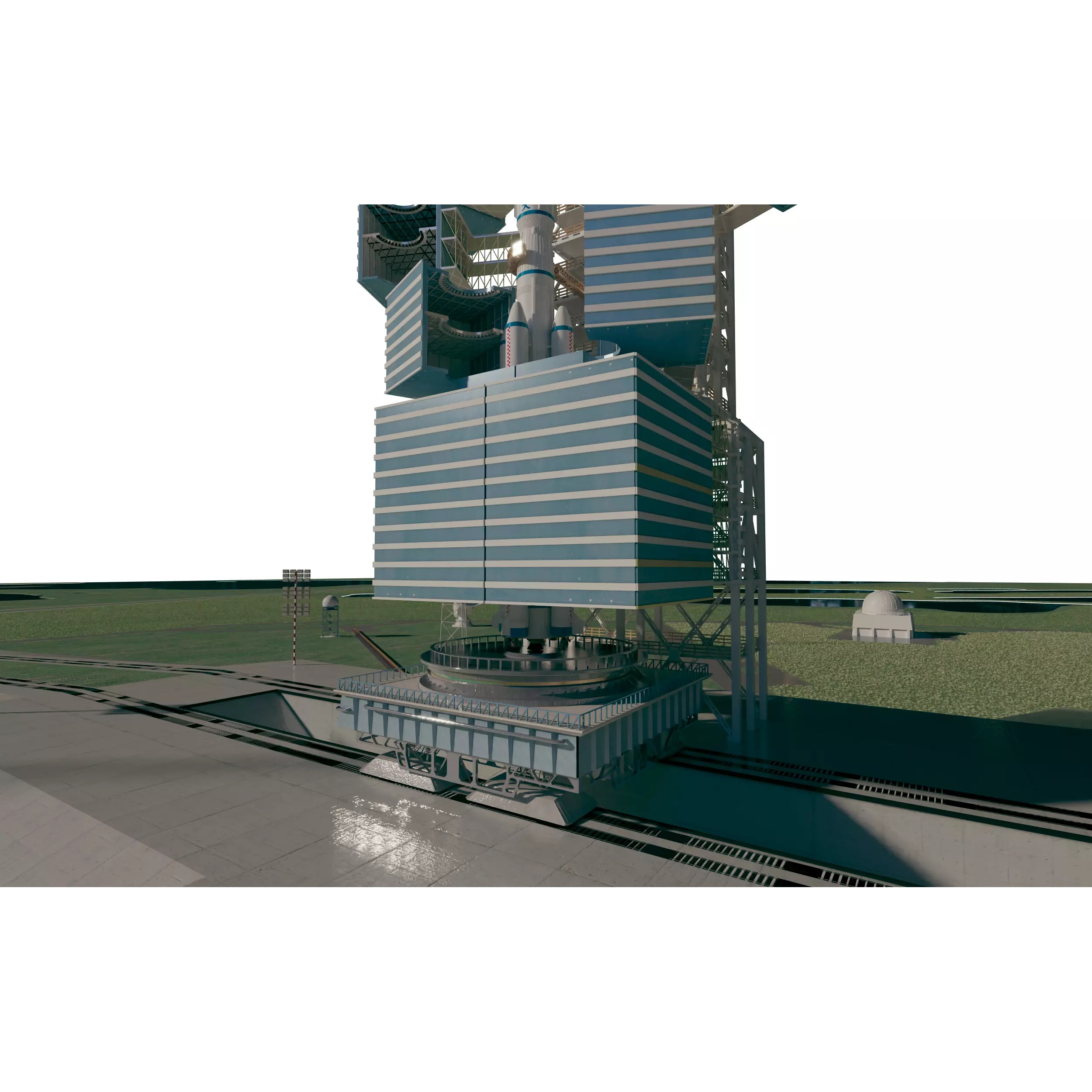 Aerospace Launch Pad Site with Mobile Gantry - 3D Model - View 5