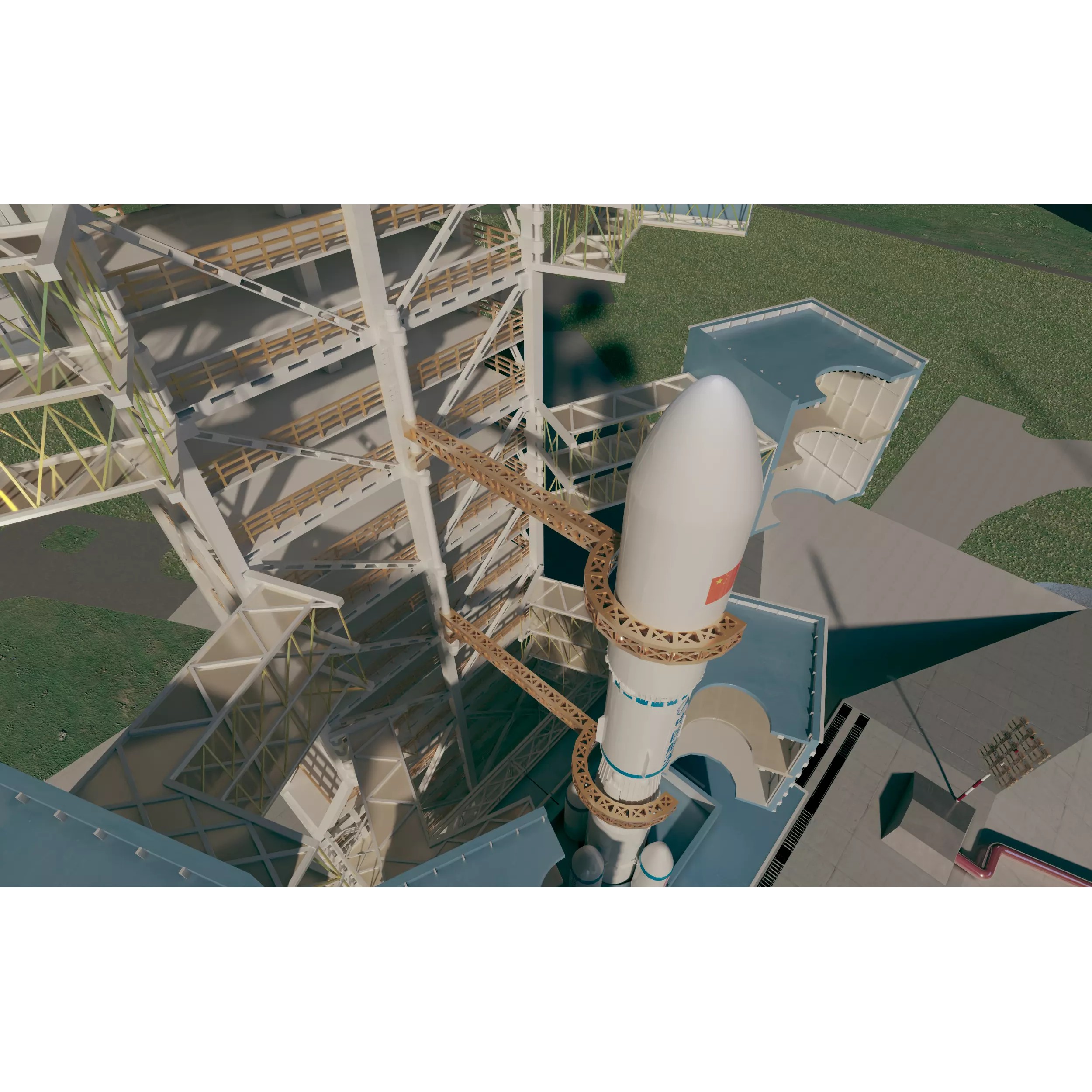 Aerospace Launch Pad Site with Mobile Gantry - 3D Model - View 6