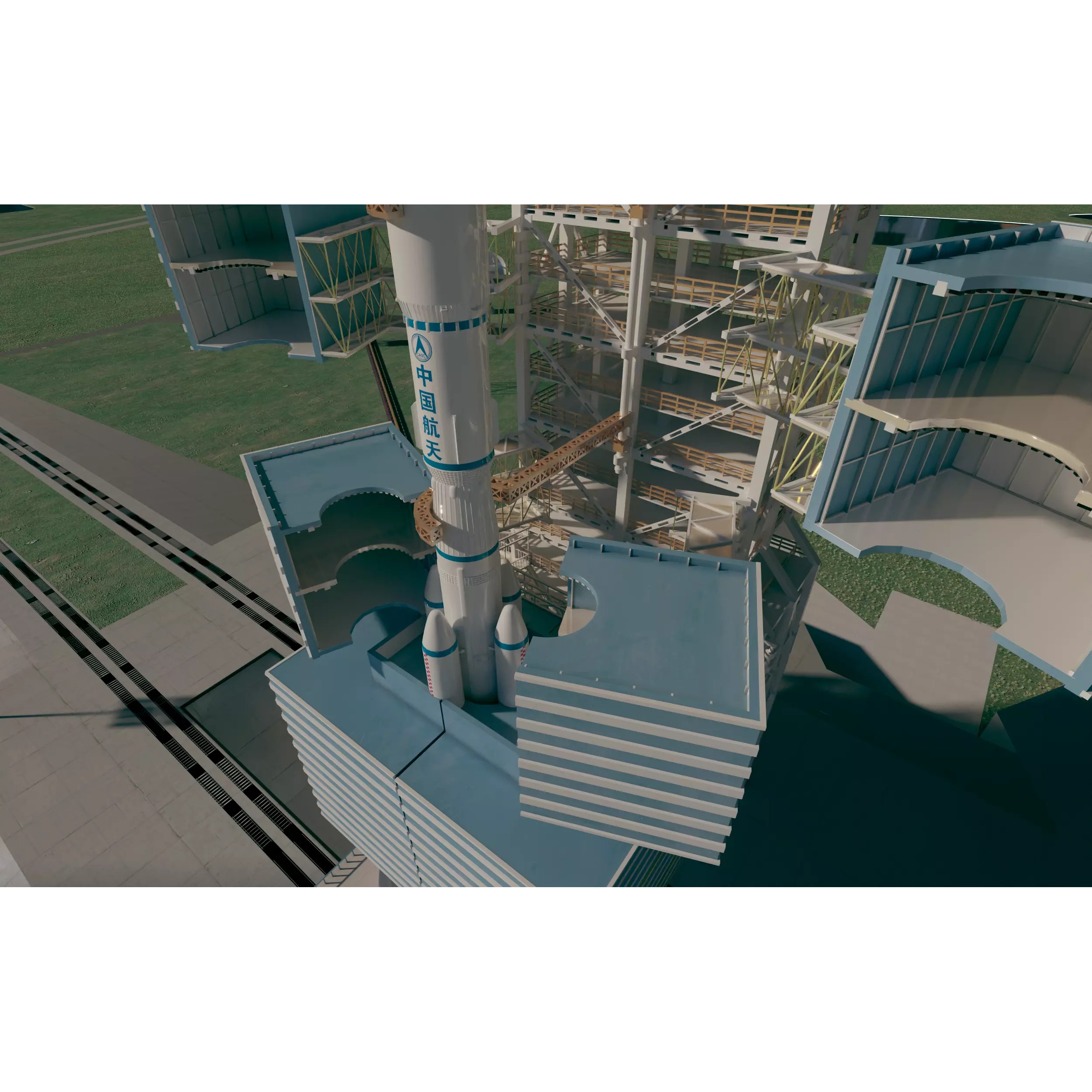 Aerospace Launch Pad Site with Mobile Gantry - 3D Model - View 7