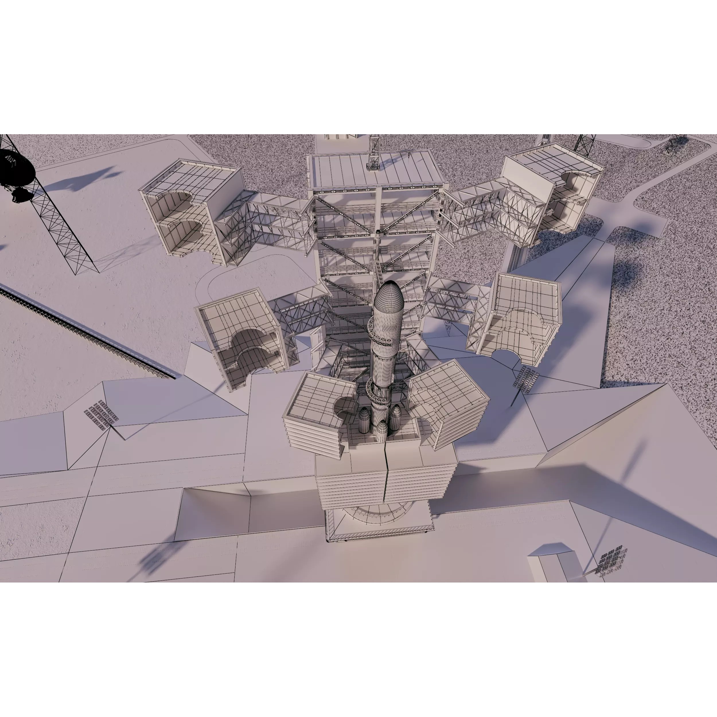 Aerospace Launch Pad Site with Mobile Gantry - 3D Model - View 9