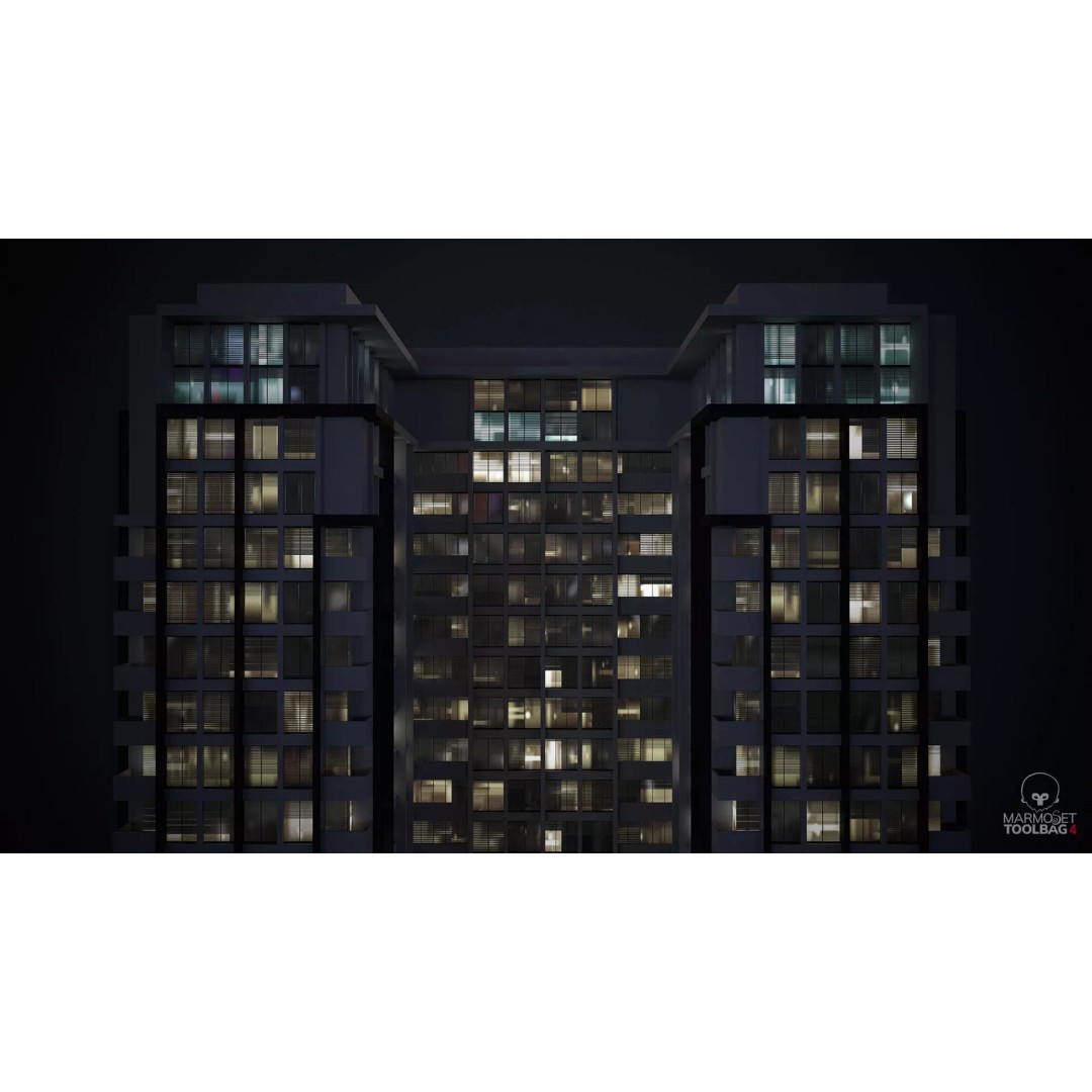 Apartment Building 3D Model – Low Poly Day/Night Asset, FBX - View 10