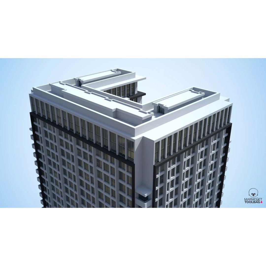Apartment Building 3D Model – Low Poly Day/Night Asset, FBX - View 11