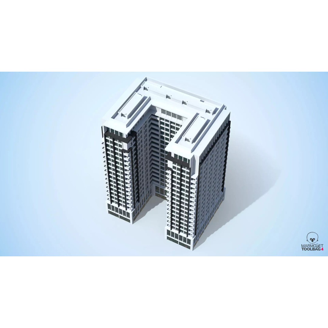 Apartment Building 3D Model – Low Poly Day/Night Asset, FBX - View 13