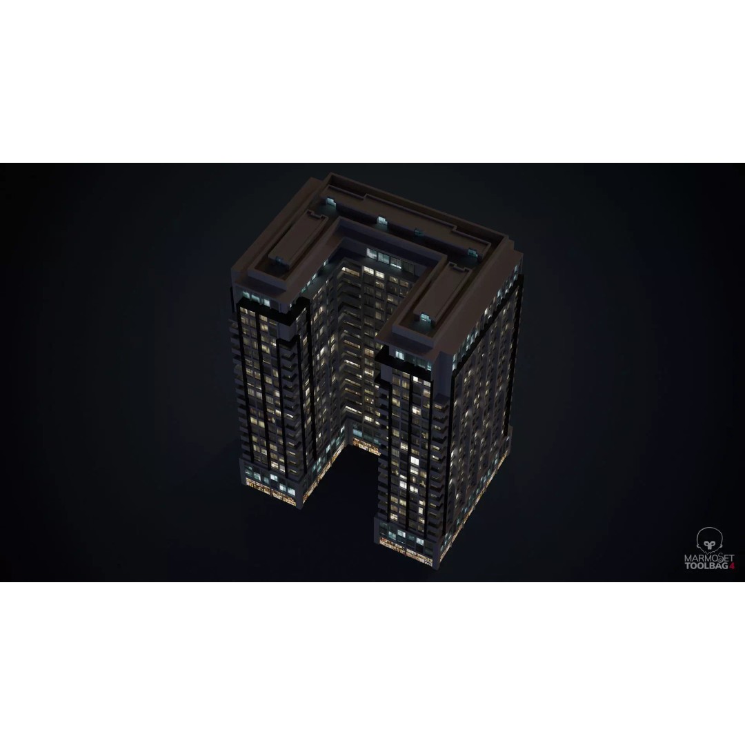 Apartment Building 3D Model – Low Poly Day/Night Asset, FBX - View 14